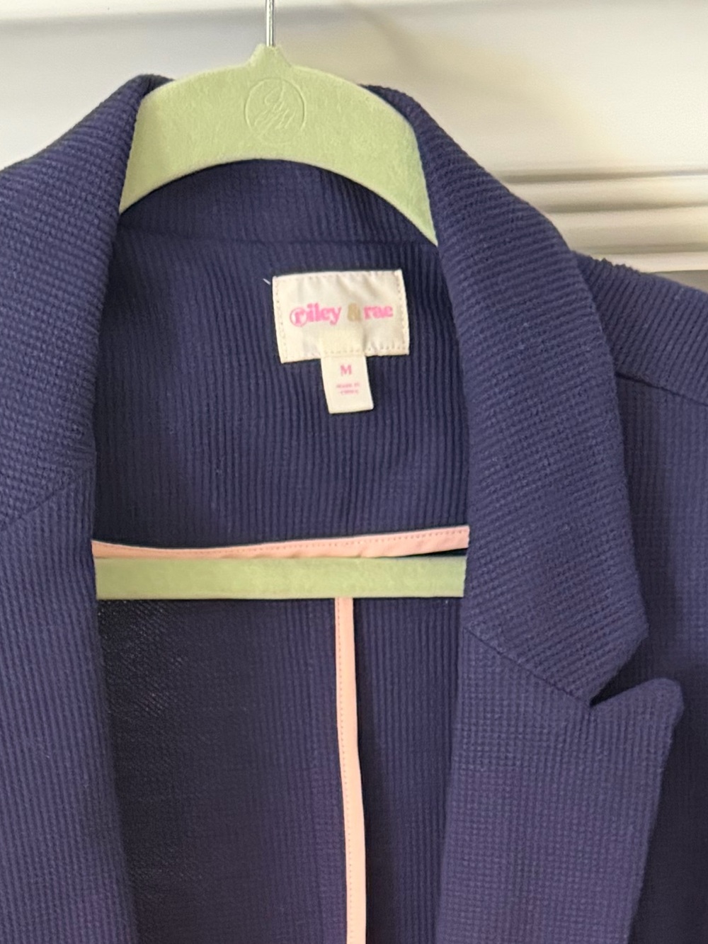 Riley & Rae Navy Blazer with Light Pink Trim